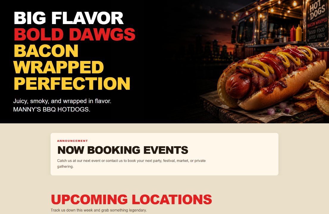 Manny's BBW Dawgs website design