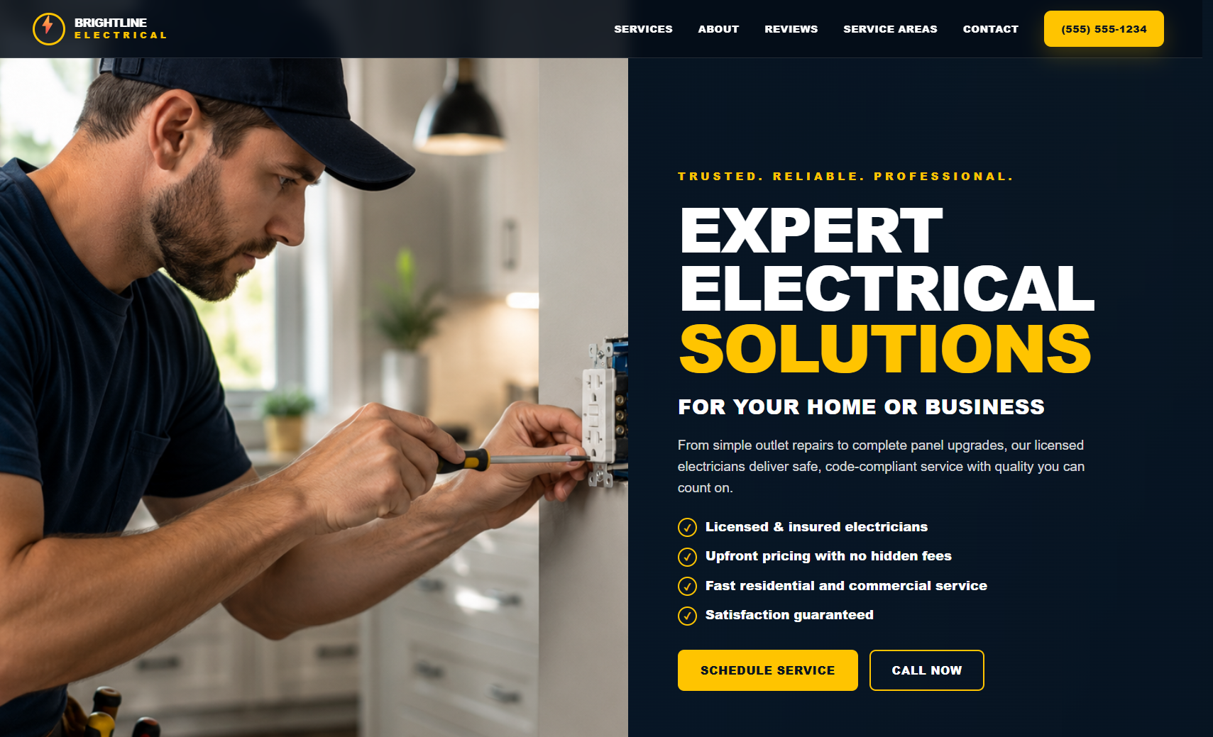 Brightline Electrical home service website example