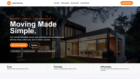 Moving Companies turnkey website thumbnail