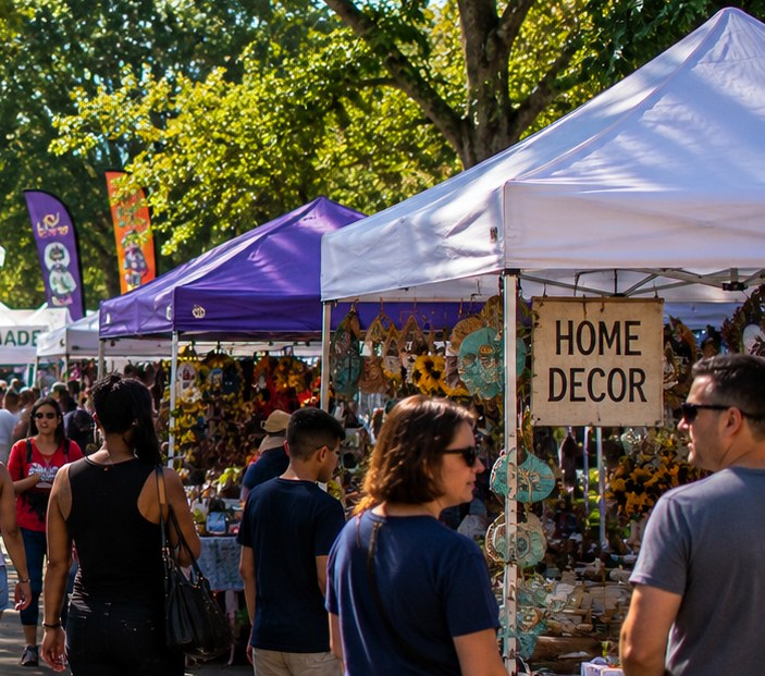 Vendor tents and home decor booth